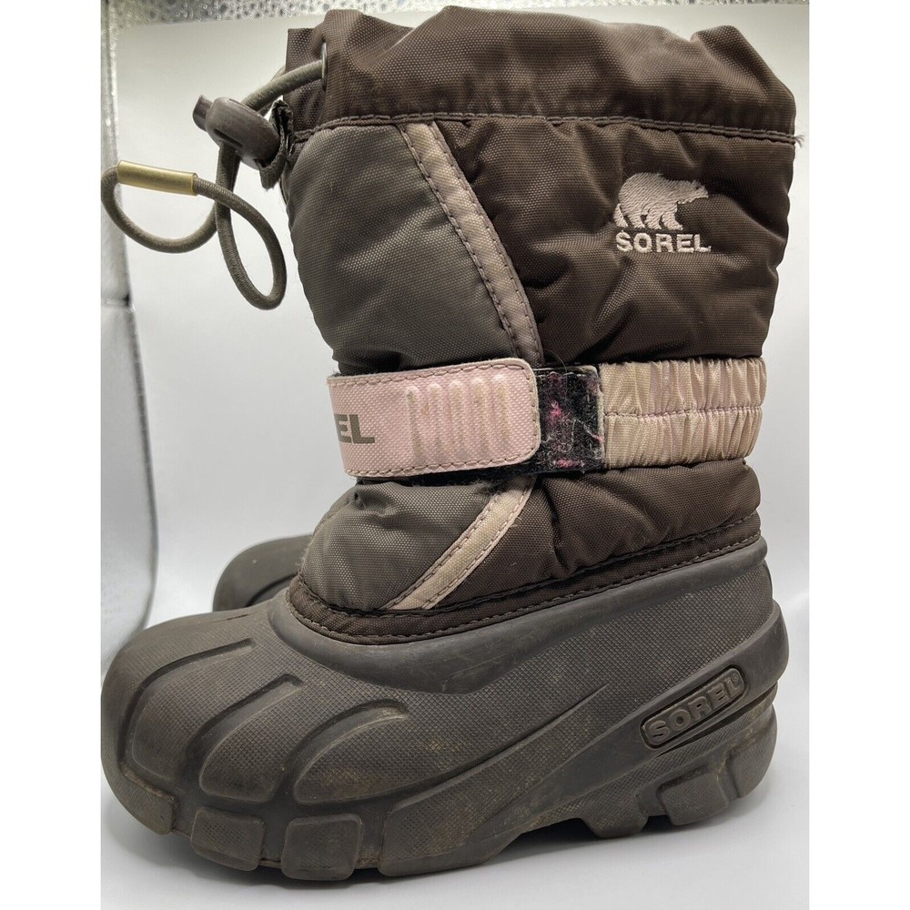 Sorel Kids Brown Pink Winter Boots Size 9 Insulated Snow Youth Lined Flurry Girl